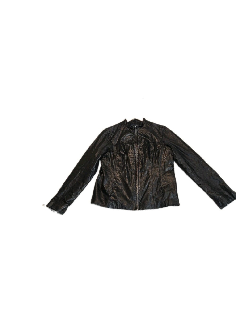 leather jacket Womens Sz L Vtg Mock Neck Full Zip Lined Soft Vtg Boho Grunge